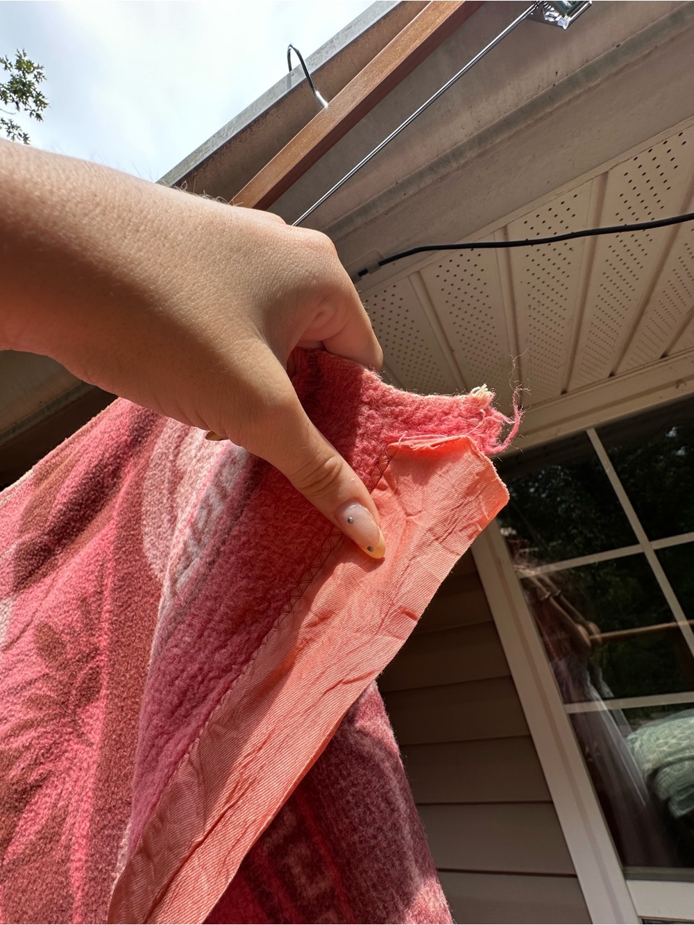 Vintage 50s 60s Pink Double Long Cotton Wool Camp Blanket Cabin Throw - Picture 4 of 14